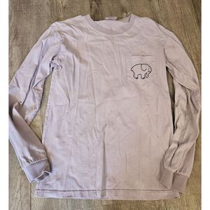 Ivory Ella Paisley Elephant Tee Women's XS Lt Pink Pocket Long Sleeve T-Shirt